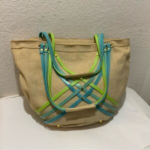 Crocs Huarache Large Summer Canvas Tote w/Blue & Lime Highlights